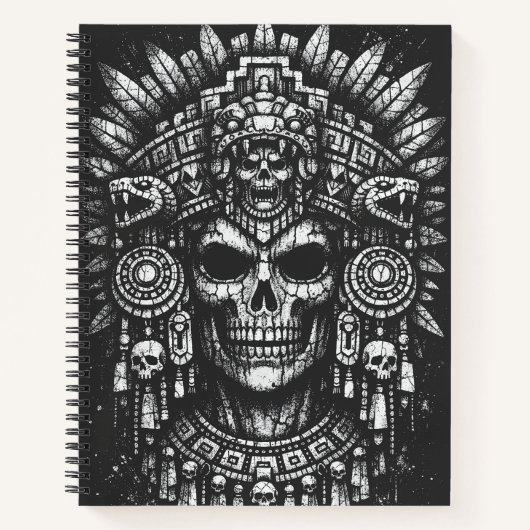Aztec-Schädelkopfschmuck von BurnsInHell Notizblock (Vorderseite)
