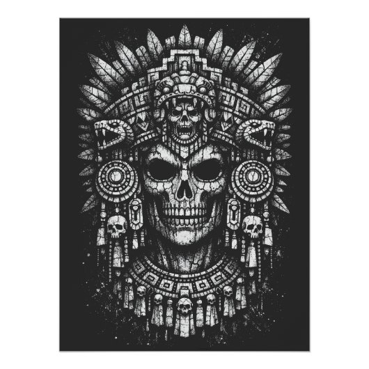 Aztec-Schädelkopfschmuck von BurnsInHell Poster (Vorderseite)