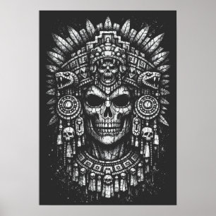 Aztec-Schädelkopfschmuck von BurnsInHell Poster