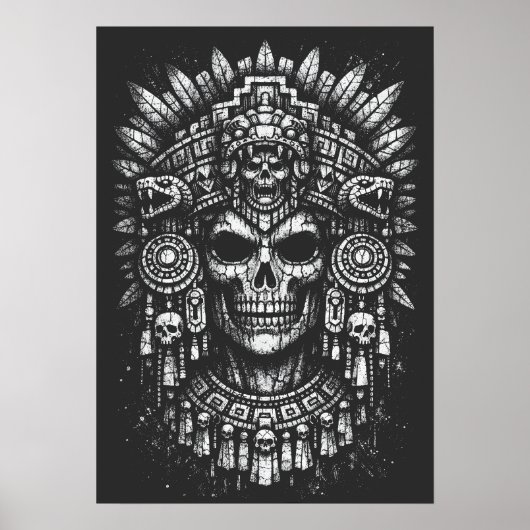 Aztec-Schädelkopfschmuck von BurnsInHell Poster (Vorne)