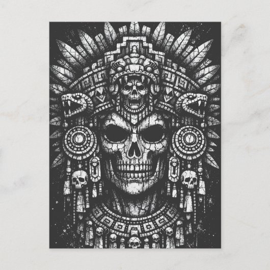 Aztec-Schädelkopfschmuck von BurnsInHell Postkarte (Vorderseite)