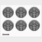 Aztec-Schädelkopfschmuck von BurnsInHell Runder Aufkleber (Blatt)
