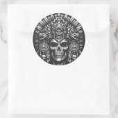 Aztec-Schädelkopfschmuck von BurnsInHell Runder Aufkleber (Tasche)