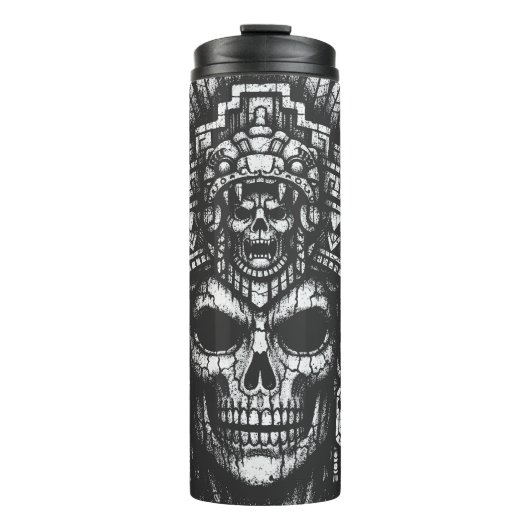 Aztec-Schädelkopfschmuck von BurnsInHell Thermosbecher (Vorderseite)