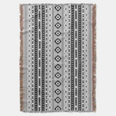 Aztec Schwarz-weiß Gray Mixed Motifs-Muster Decke (Vorderseite Vertikal)