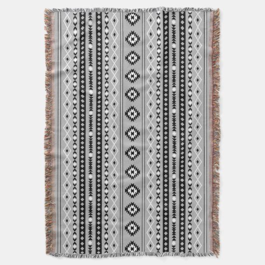 Aztec Schwarz-weiß Gray Mixed Motifs-Muster Decke (Vorderseite Vertikal)