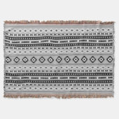 Aztec Schwarz-weiß Gray Mixed Motifs-Muster Decke (Vorderseite)