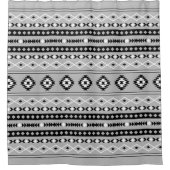Aztec Schwarz-weiß Gray Mixed Motifs-Muster Duschvorhang (Vorderseite)