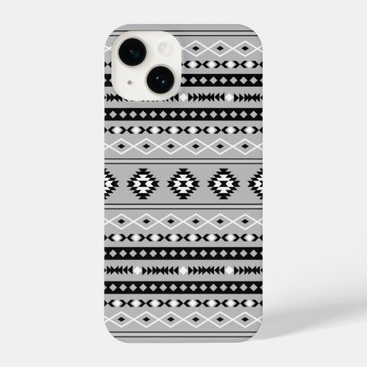 Aztec Schwarz-weiß Gray Mixed Motifs-Muster iPhone Hülle (Rückseite)