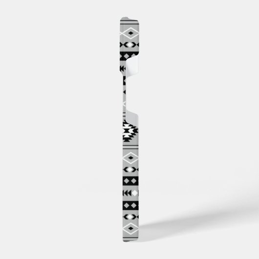 Aztec Schwarz-weiß Gray Mixed Motifs-Muster iPhone Hülle (Linke Seite)