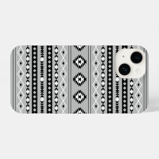 Aztec Schwarz-weiß Gray Mixed Motifs-Muster iPhone Hülle (Rückseite (Horizontal))