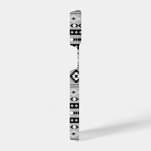 Aztec Schwarz-weiß Gray Mixed Motifs-Muster iPhone Hülle (Rechte Seite)