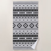 Aztec Schwarz-weiß Gray Mixed Motifs-Muster Strandtuch (Vorderseite)