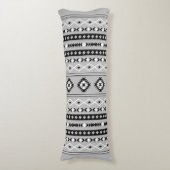 Aztec Schwarz-weiß Gray Mixed Motifs V Muster Seitenschläferkissen (Vorderseite Vertikal)