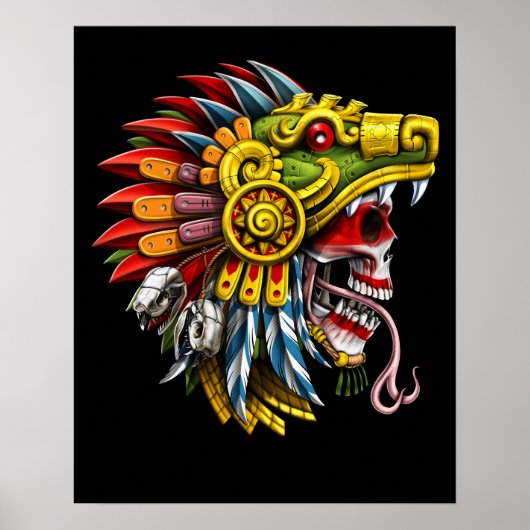 Aztec Serpent Skull Warrior Poster (Vorne)