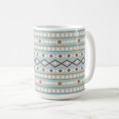 Aztec Shapes Big Pattern Rusts Cream Aquamarin-Blu Kaffeetasse (VorderseiteRechts)