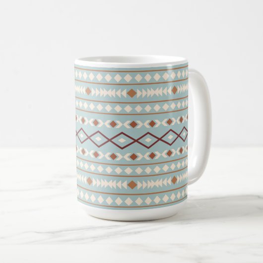 Aztec Shapes Big Pattern Rusts Cream Aquamarin-Blu Kaffeetasse (VorderseiteRechts)