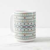 Aztec Shapes Big Pattern Rusts Cream Aquamarin-Blu Kaffeetasse (Vorderseite Links)