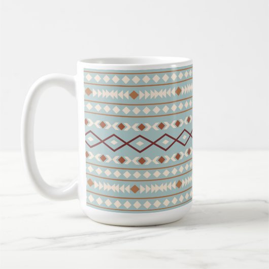 Aztec Shapes Big Pattern Rusts Cream Aquamarin-Blu Kaffeetasse (Links)