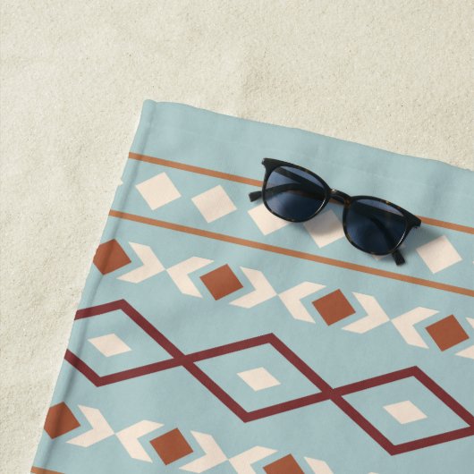 Aztec Shapes Big Pattern Rusts Cream Aquamarin-Blu Strandtuch (Beispiel)