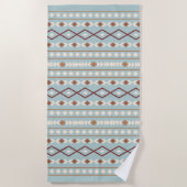Aztec Shapes Big Pattern Rusts Cream Aquamarin-Blu Strandtuch (Vorderseite)