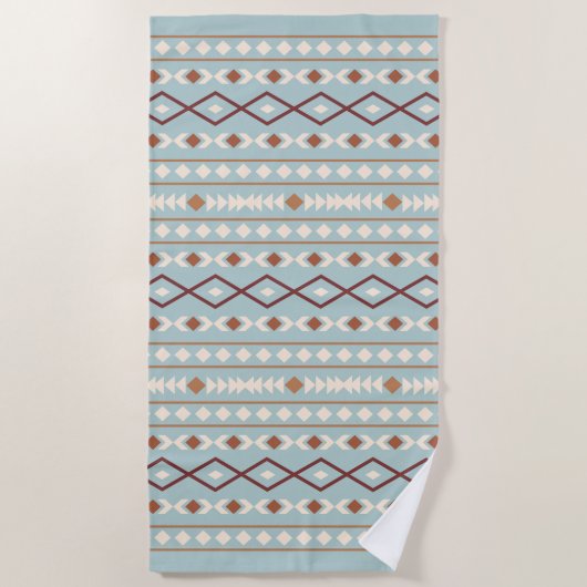 Aztec Shapes Big Pattern Rusts Cream Aquamarin-Blu Strandtuch (Vorderseite)
