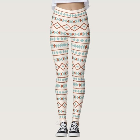 Aztec Shapes g Muster Rost Aquamarine Creme Leggings (Vorderseite)