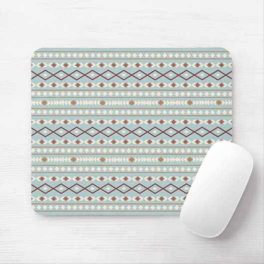 Aztec Shapes H Pattern Rusts Cream Aquamarin-Blue Mousepad (Mit Mouse)