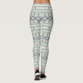 Aztec Shapes lg Muster Rusts Cream Aquamarin-blau Leggings (Rückseite)