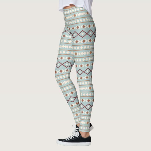 Aztec Shapes lg Muster Rusts Cream Aquamarin-blau Leggings (Links)