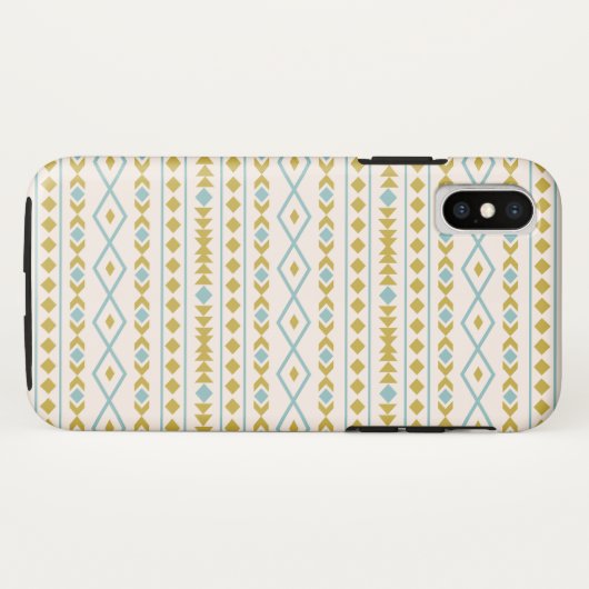 Aztec Shapes Muster Aquamarine Goldcreme Case-Mate iPhone Hülle (Rückseite (Horizontal))