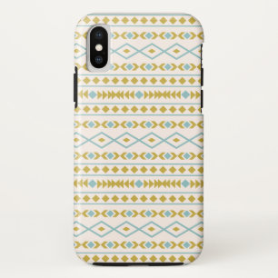 Aztec Shapes Muster Aquamarine Goldcreme Case-Mate iPhone Hülle