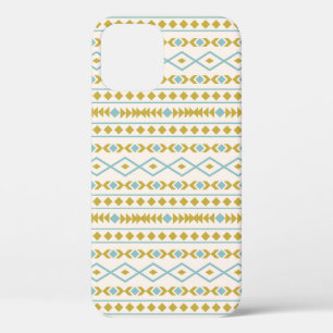Aztec Shapes Muster Aquamarine Goldcreme Case-Mate iPhone Hülle