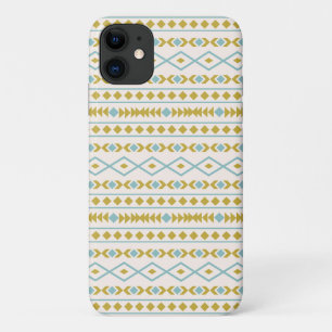 Aztec Shapes Muster Aquamarine Goldcreme Case-Mate iPhone Hülle