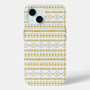 Aztec Shapes Muster Aquamarine Goldcreme Case-Mate iPhone Hülle