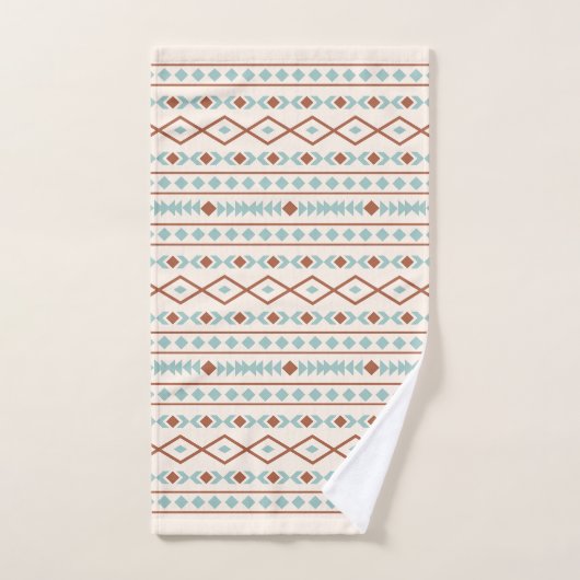 Aztec Shapes Muster Rost Aquamarine Creme Badhandtuch Set (Handtuch)