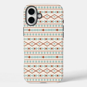 Aztec Shapes Muster Rost Aquamarine Creme iPhone 16 Plus Hülle