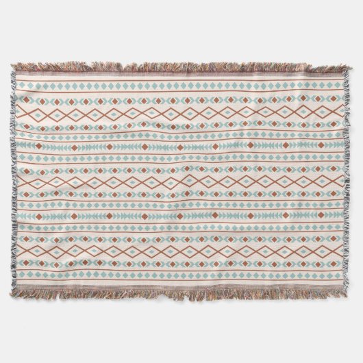 Aztec Shapes Muster Rost Aquamarine Creme Decke (Vorderseite)