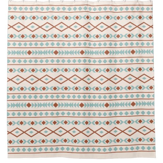 Aztec Shapes Muster Rost Aquamarine Creme Duschvorhang (Vorderseite)