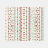 Aztec Shapes Muster Rost Aquamarine Creme Fleecedecke (Vorderseite (Horizontal))