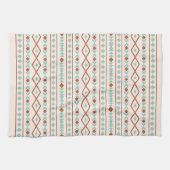 Aztec Shapes Muster Rost Aquamarine Creme Geschirrtuch (Horizontal)
