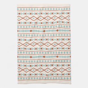 Aztec Shapes Muster Rost Aquamarine Creme Geschirrtuch