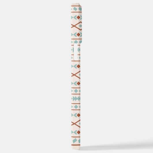 Aztec Shapes Muster Rost Aquamarine Creme iPhone Hülle (Rechte Seite)