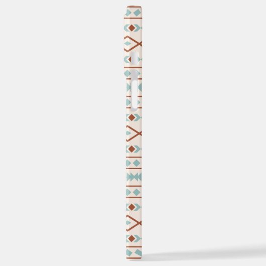 Aztec Shapes Muster Rost Aquamarine Creme iPhone Hülle (Linke Seite)