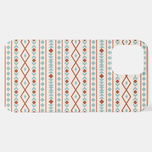 Aztec Shapes Muster Rost Aquamarine Creme iPhone Hülle (Hinten horizontal)