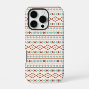 Aztec Shapes Muster Rost Aquamarine Creme iPhone 16 Pro Hülle