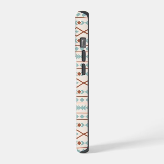 Aztec Shapes Muster Rost Aquamarine Creme iPhone Hülle (Linke Seite)