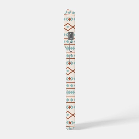 Aztec Shapes Muster Rost Aquamarine Creme iPhone Hülle (Linke Seite)