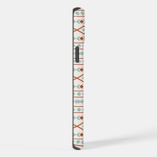 Aztec Shapes Muster Rost Aquamarine Creme iPhone Hülle (Rechte Seite)