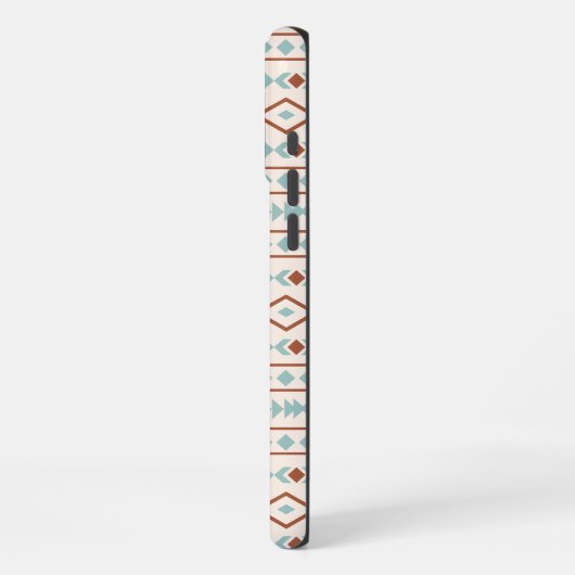 Aztec Shapes Muster Rost Aquamarine Creme iPhone Hülle (Linke Seite)